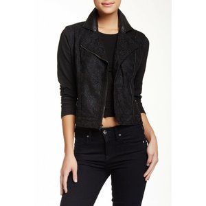 NWT Genetic Denim Womens Layne Moto Lace Jacket Addict Black Size S
